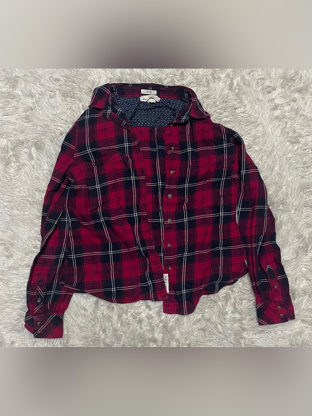 Red Plaid Button-Up Shirt
